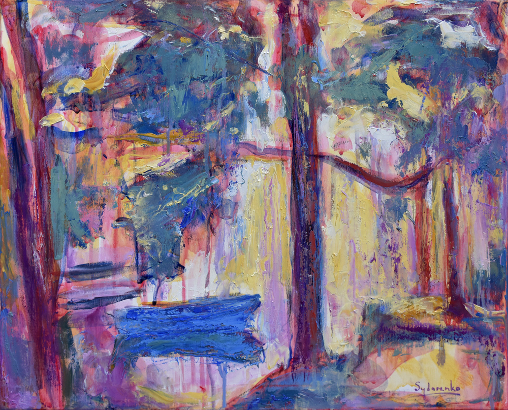 «Barque bleu», huile sur toile, 55x46 cm, 2025