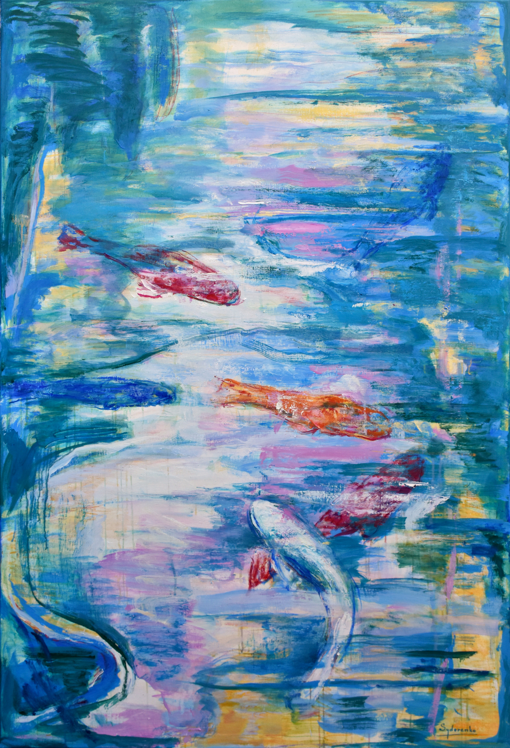 «Bassin bleu», huile sur toile, 150x100 cm, 2026