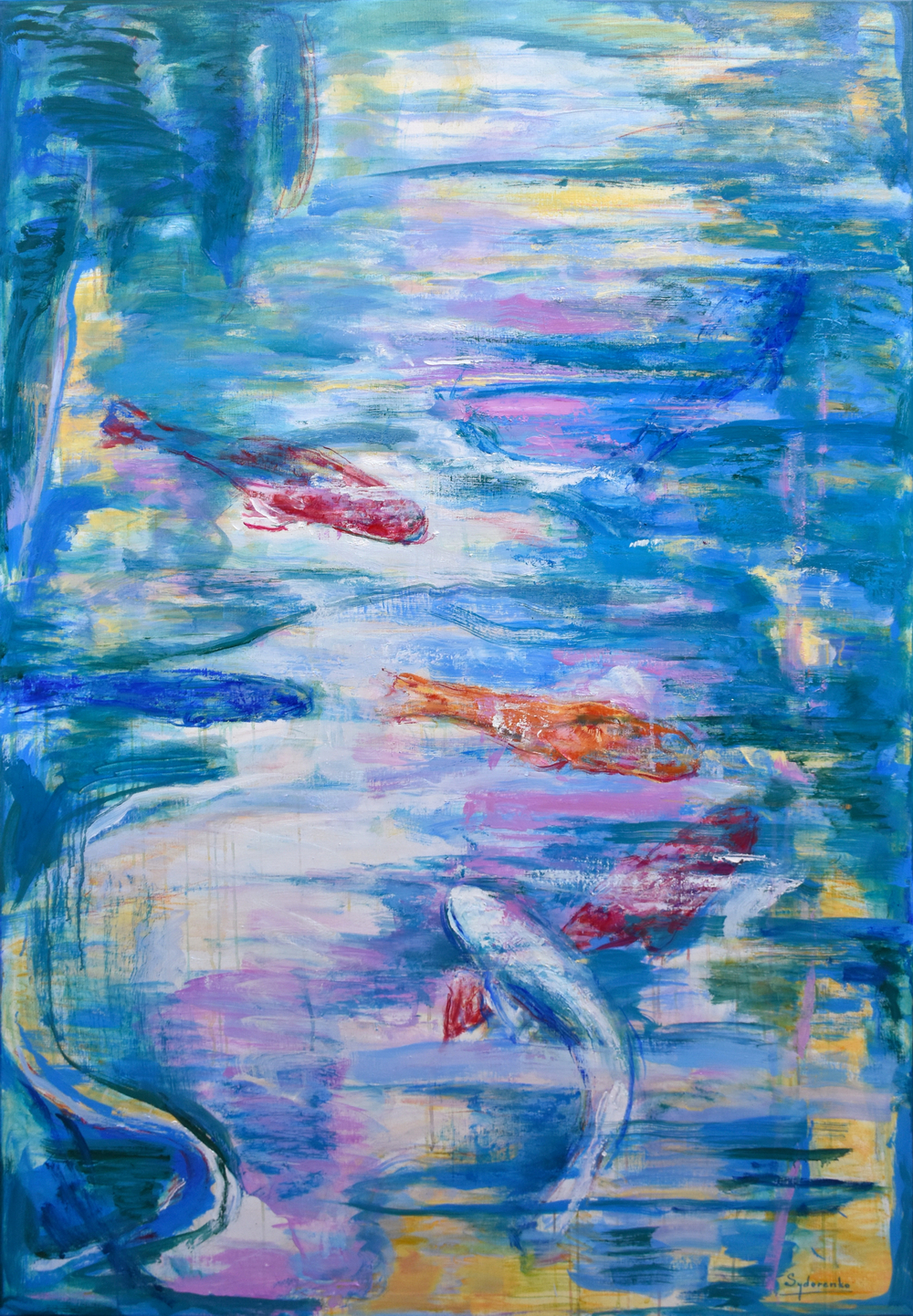 «Bassin bleu», huile sur toile, 150x100 cm, 2026