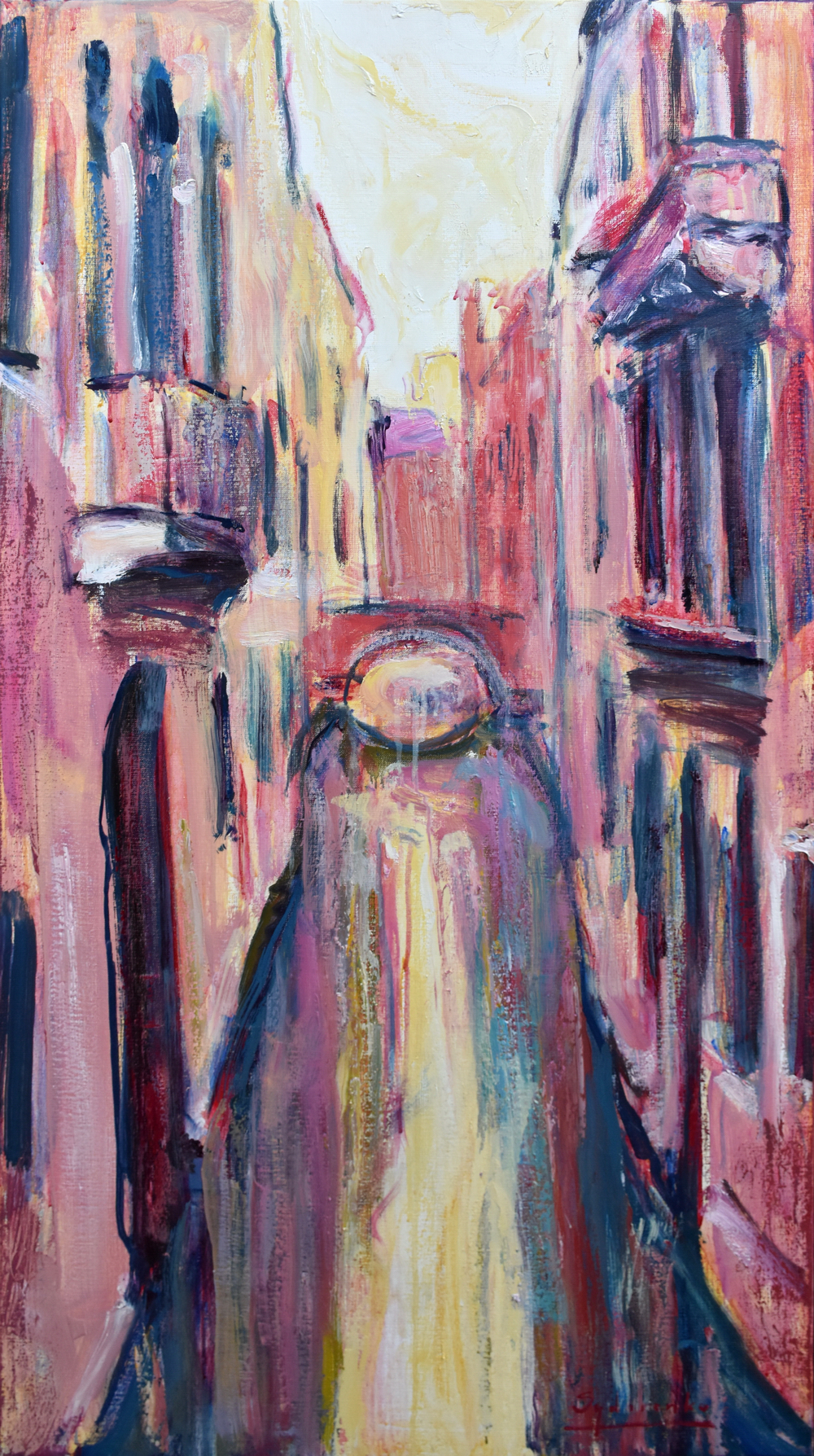 «Canal vénitien», huile sur toile, 120x60 cm, 2025