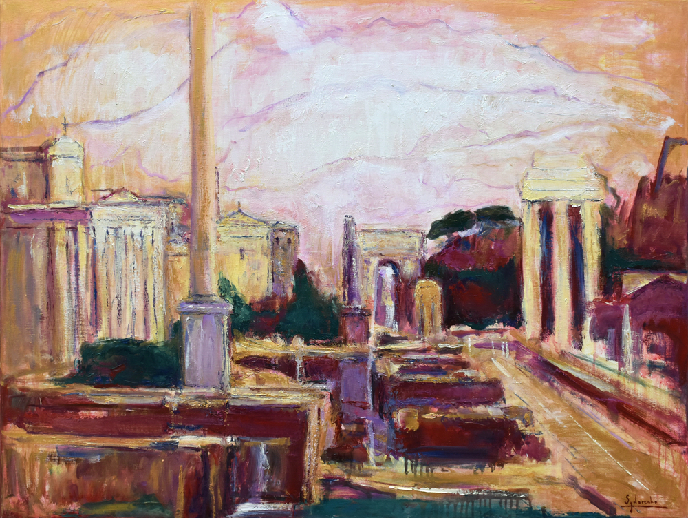 «Golden forum», huile sur toile, 116x89 cm, 2024