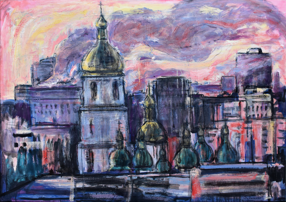 «Bombardement de Kyiv», huile sur toile, 116x89 cm, 2025
