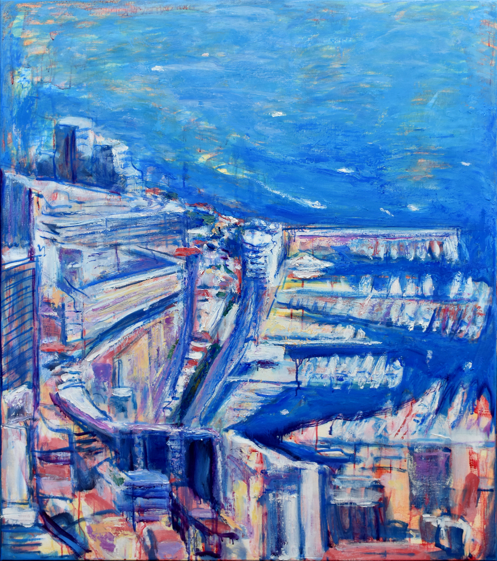 «Monaco. Port», huile sur toile, 120x100 cm, 2025