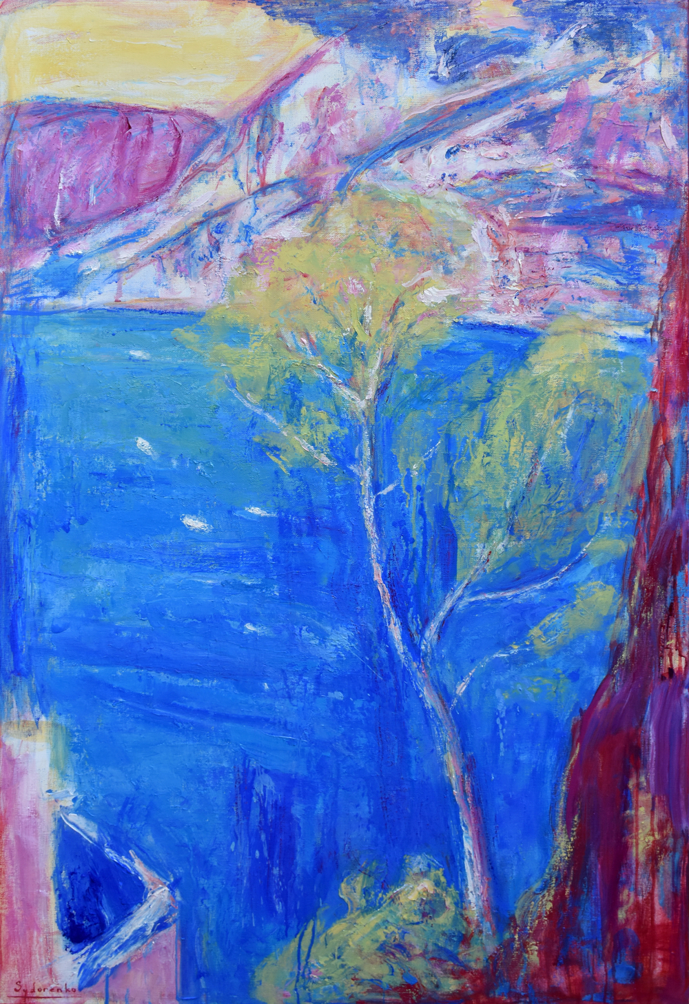 «Vers l'azur», huile sur toile, 130x81 cm, 2025