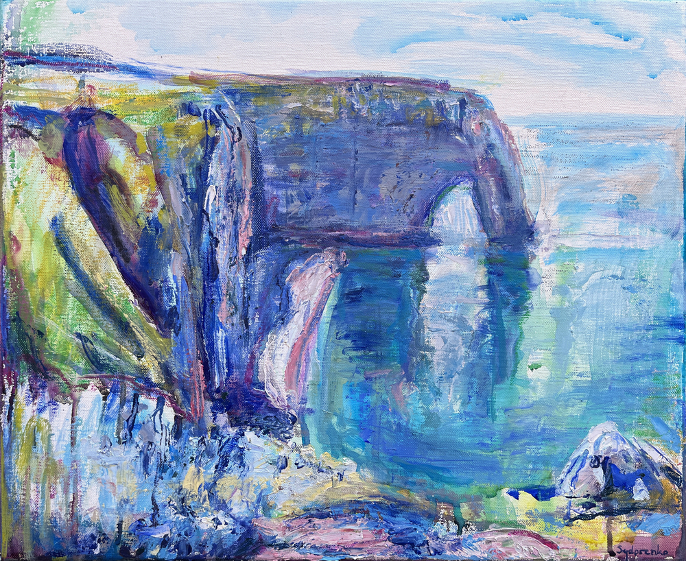 «Serie Normandie : Face à la mer», huile sur toile, 46x38 cm, 2026