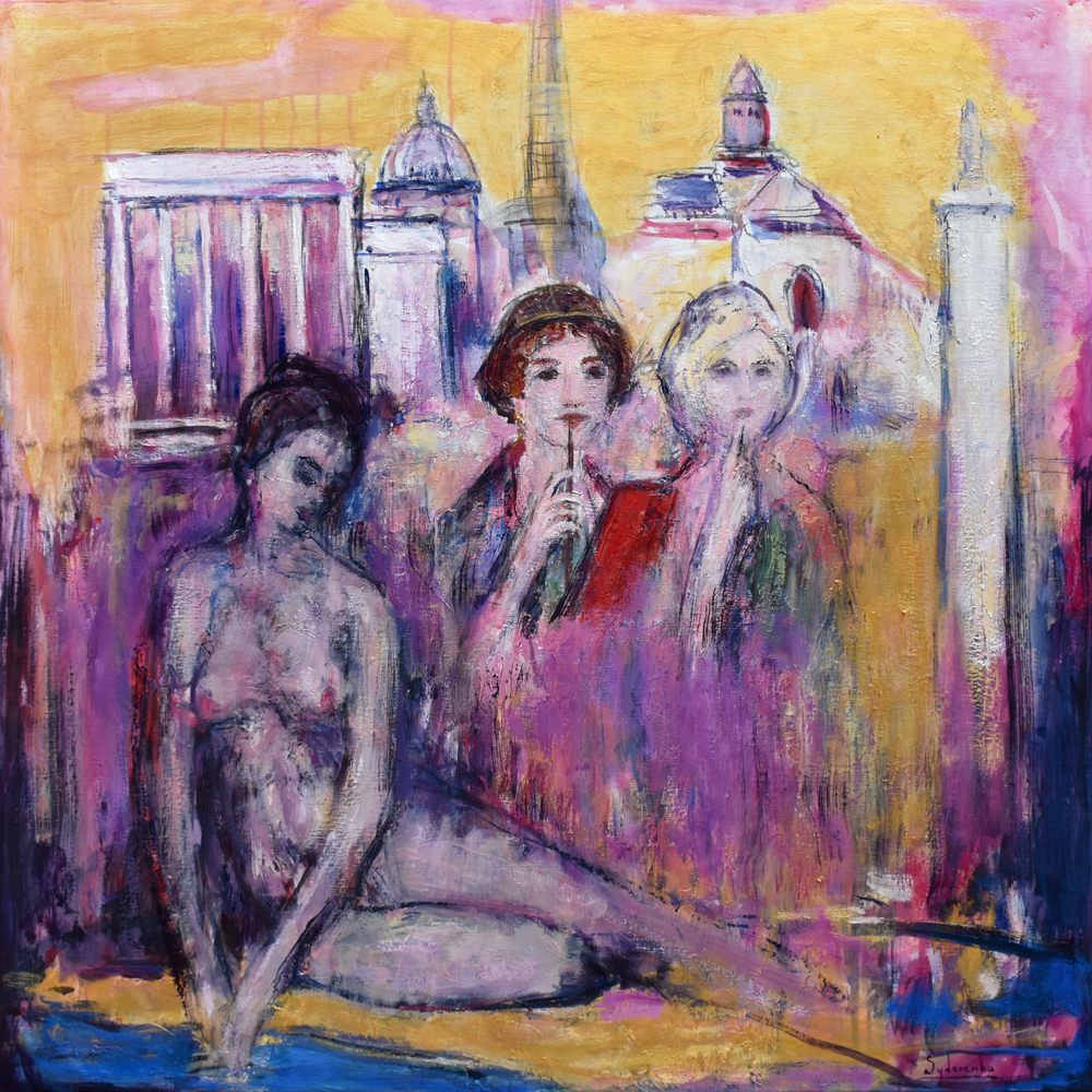 «Motif romain», huile sur toile, 100x100 cm, 2024